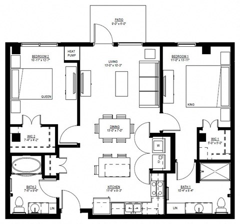 1500 Nicollet_2 Bedroom Floor Plan  at 1500 Nicollet, Minneapolis, 55403
